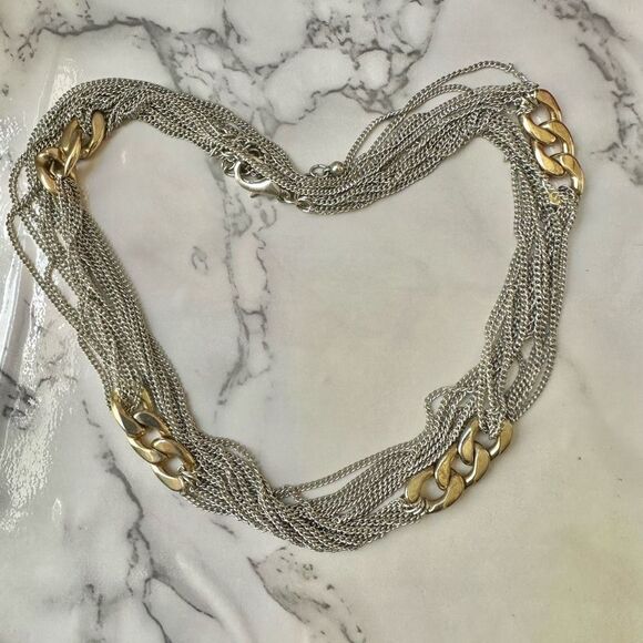 Premier Designs silver/gold tone chain link necklace - Picture 2 of 9